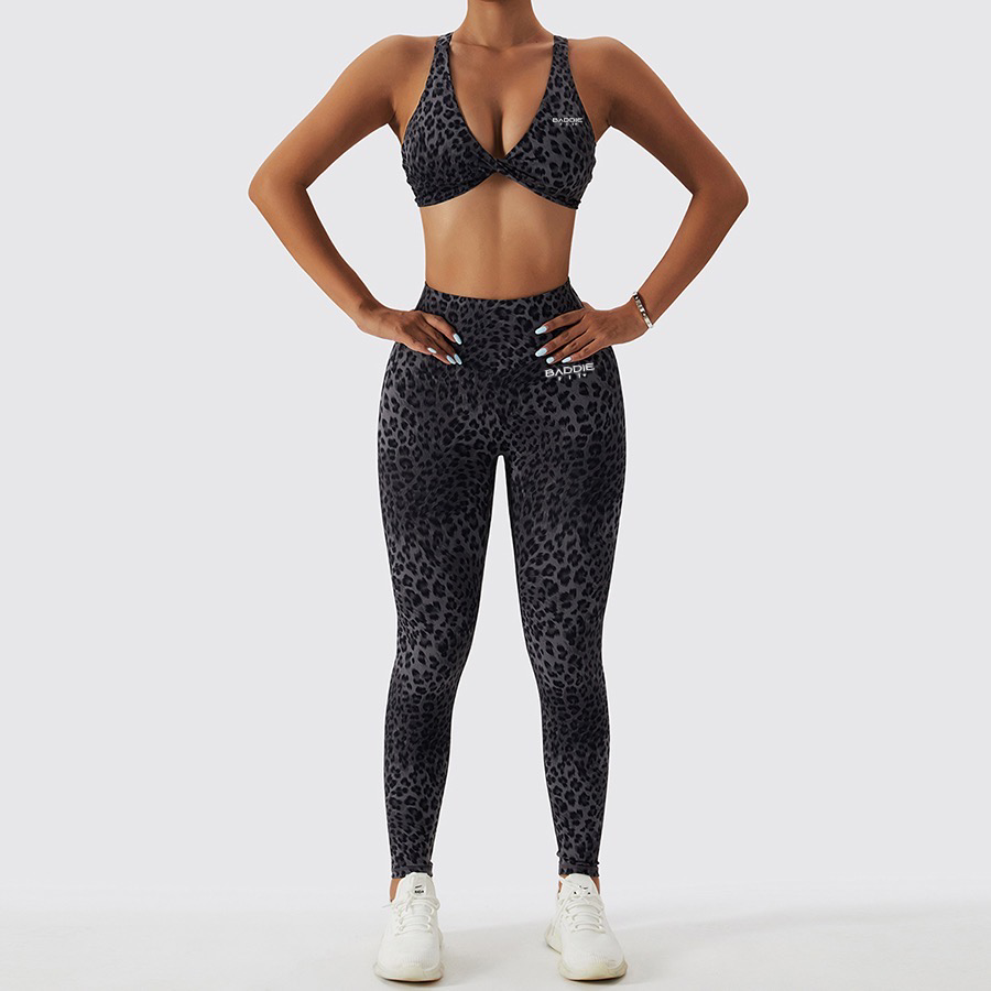 Cheetah Print Active Pants Set