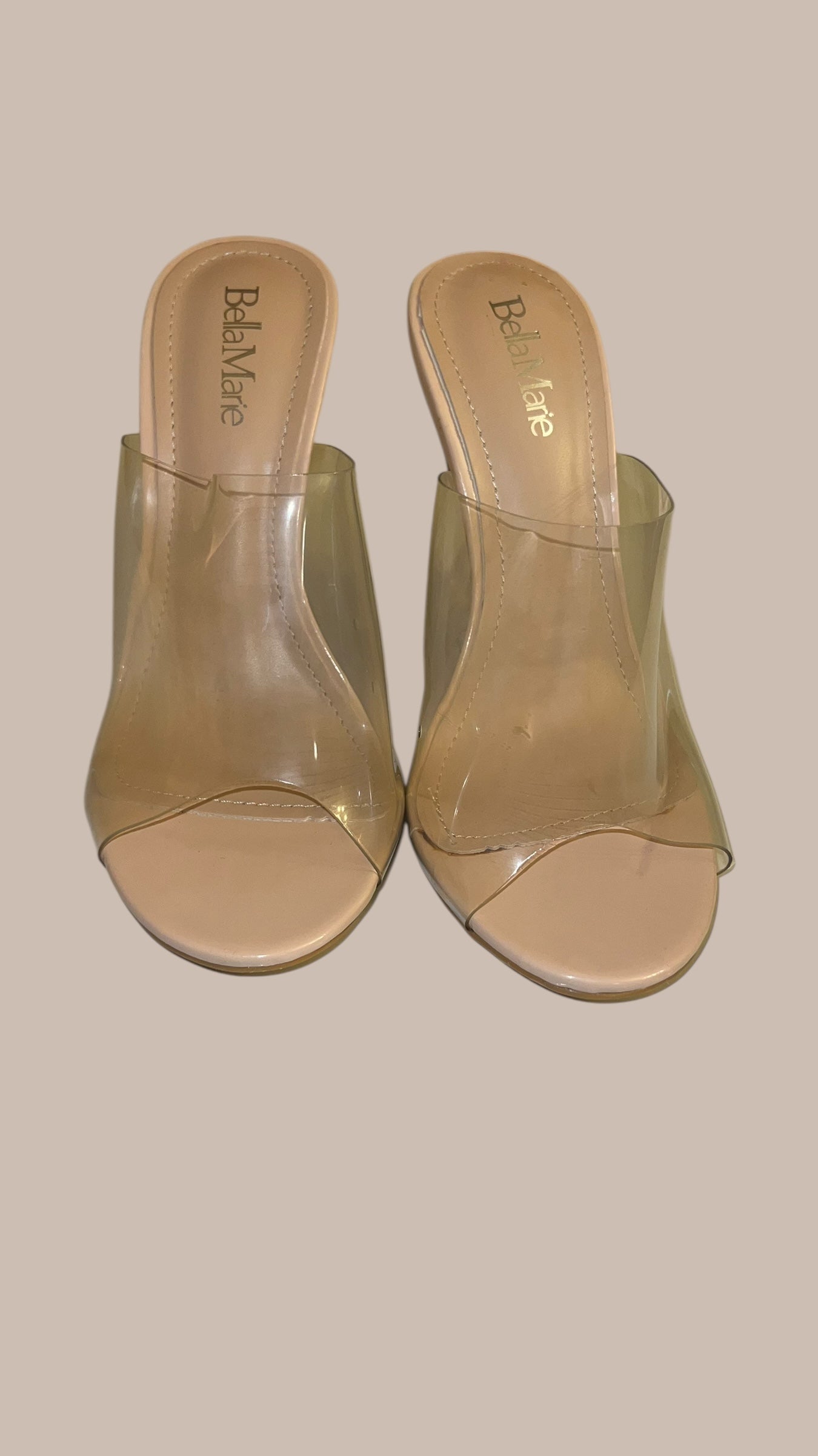 Show Stopper Clear Heel Sandal- Nude