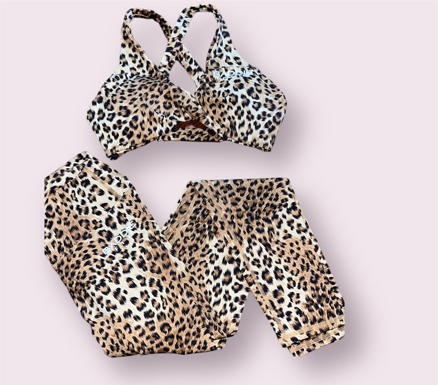 Baddiefit Cheetah Print Bra & Pants Gym Set